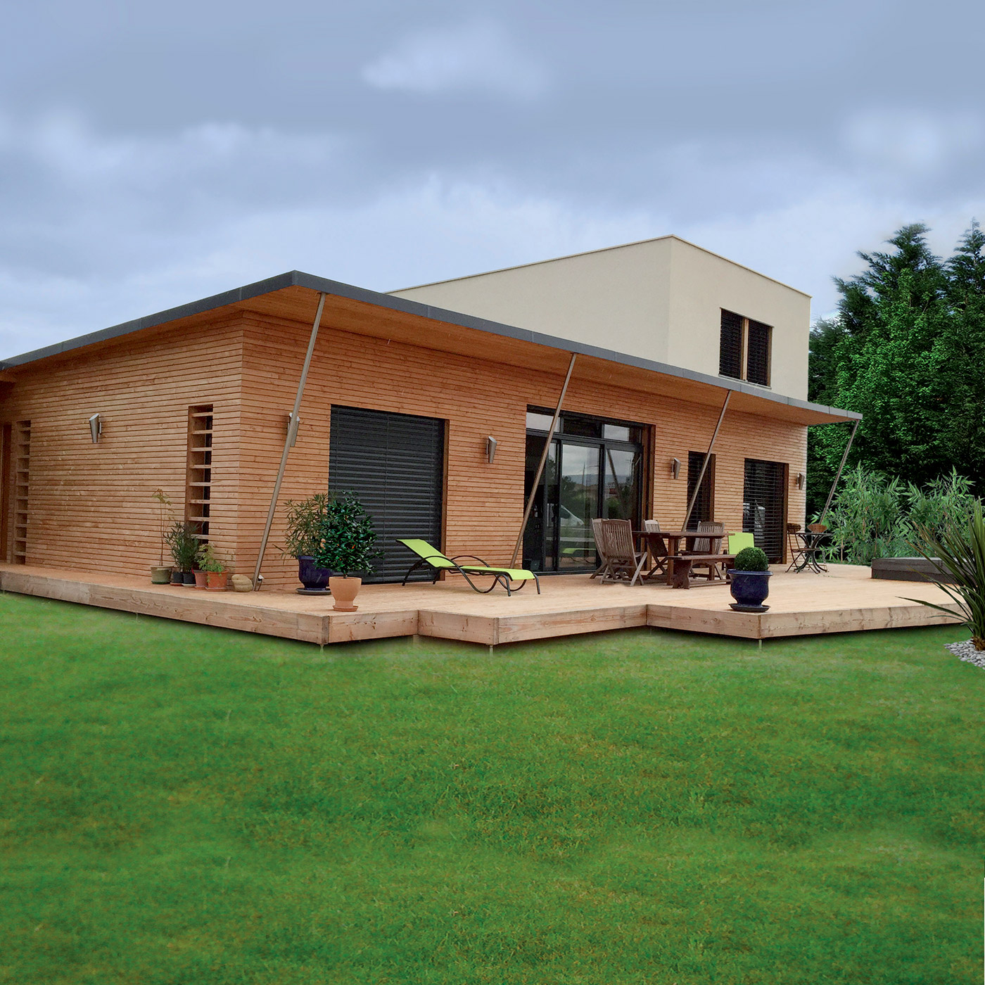 Rielcy : maison ossature bois bioclimatique par Nature et Bois